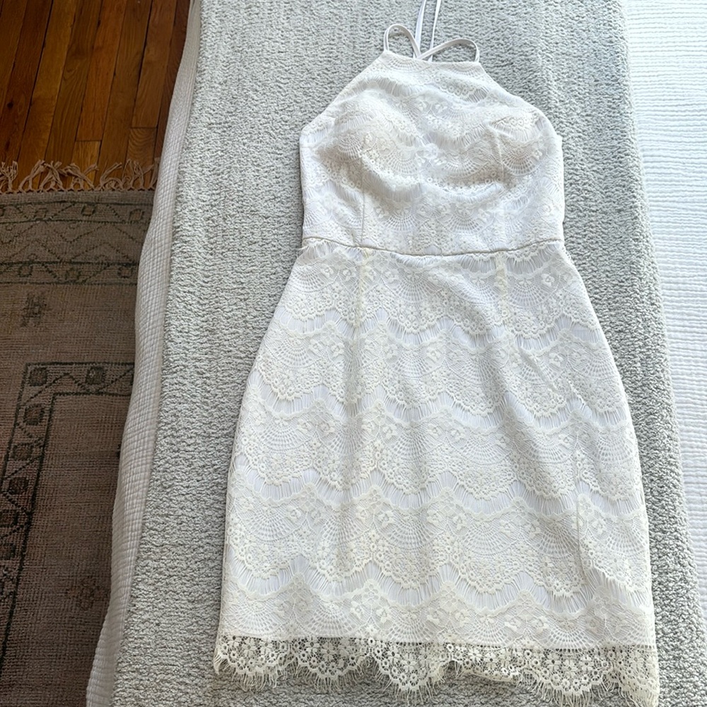 White lace halter dress